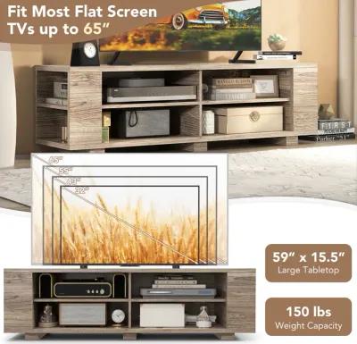 59 Inch Console Storage Entertainment Media Wood TV Stand