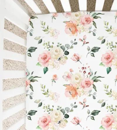 Super Soft Fitted Crib Sheet - Peach Floral