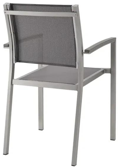 Modway Shore Aluminum Outdoor Patio Dining Arm Chair in Silver Gray