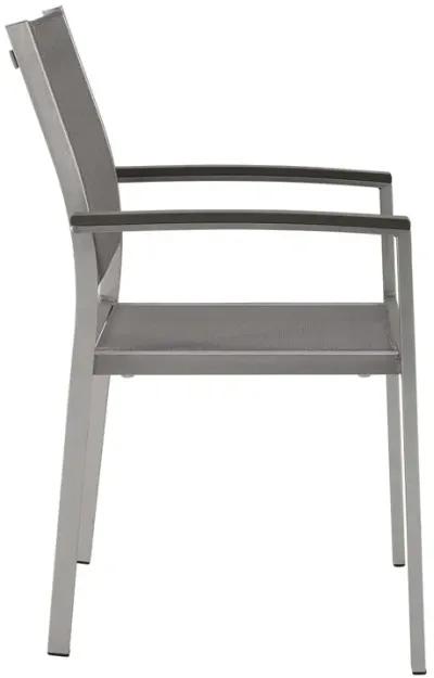 Modway Shore Aluminum Outdoor Patio Dining Arm Chair in Silver Gray