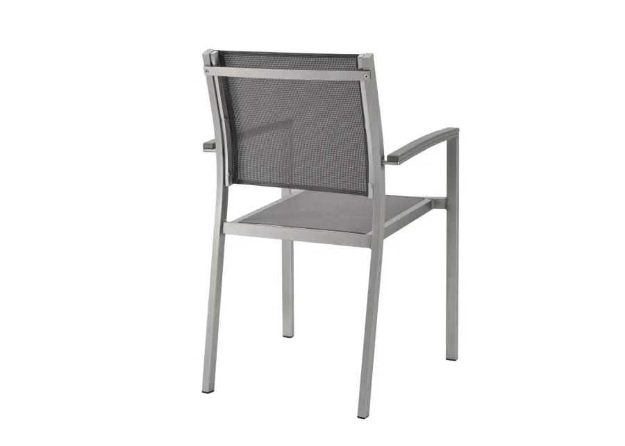 Modway Shore Aluminum Outdoor Patio Dining Arm Chair in Silver Gray