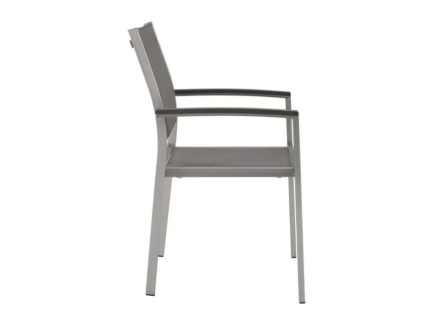 Modway Shore Aluminum Outdoor Patio Dining Arm Chair in Silver Gray