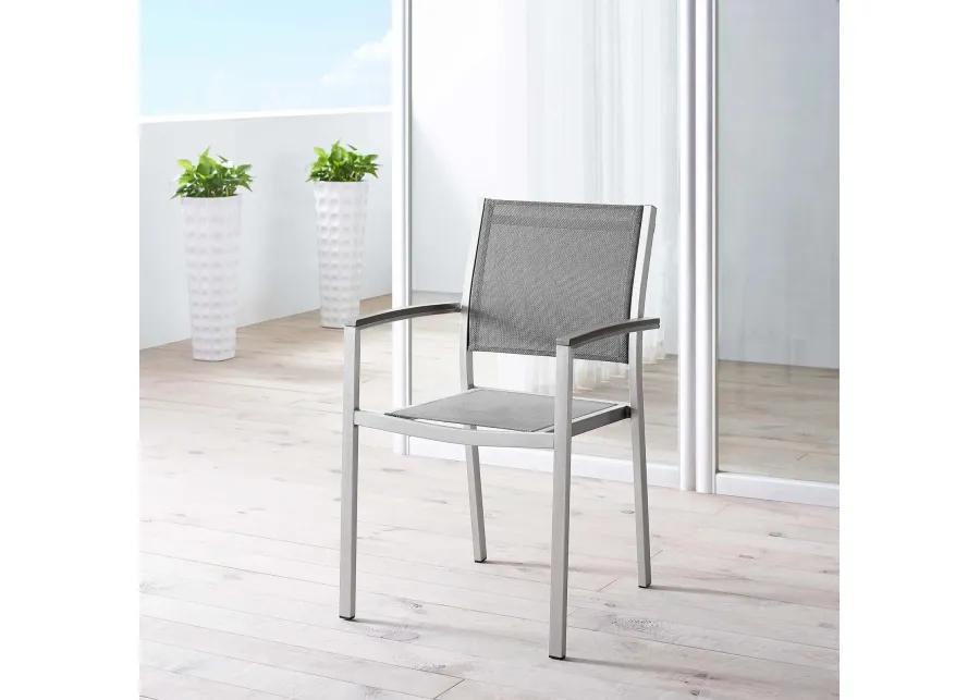 Modway Shore Aluminum Outdoor Patio Dining Arm Chair in Silver Gray