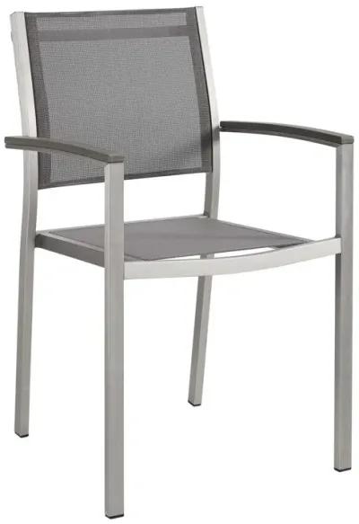 Modway Shore Aluminum Outdoor Patio Dining Arm Chair in Silver Gray