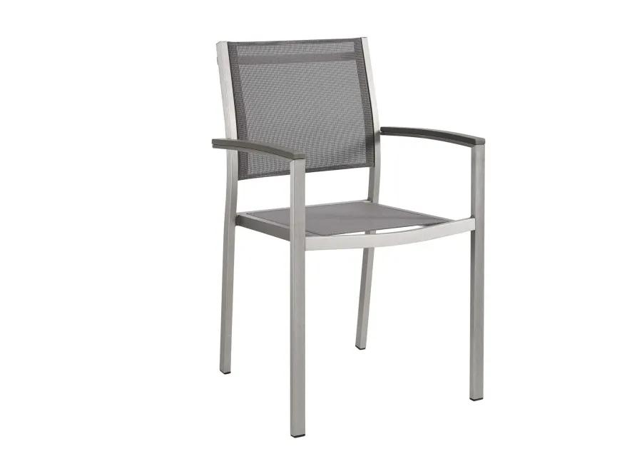 Modway Shore Aluminum Outdoor Patio Dining Arm Chair in Silver Gray