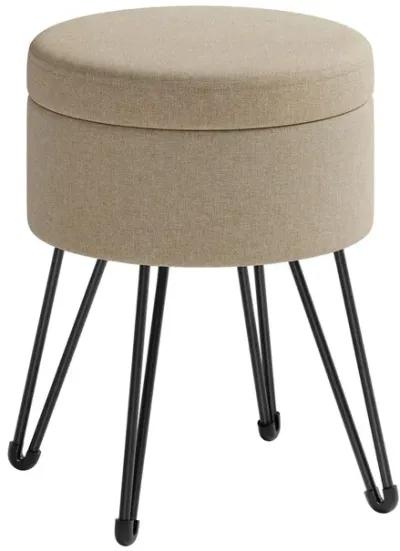 Compact Vanity Stool with Hidden Storage for Bedroom or Bathroom