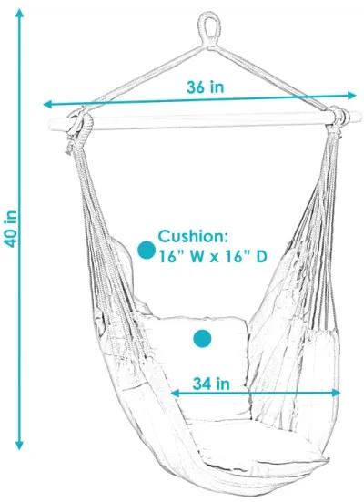 Sunnydaze Double Cushion Hanging Rope Hammock Chair Swing