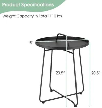 Hivvago Outdoor Metal Patio End Side Table Weather Resistant with Handle