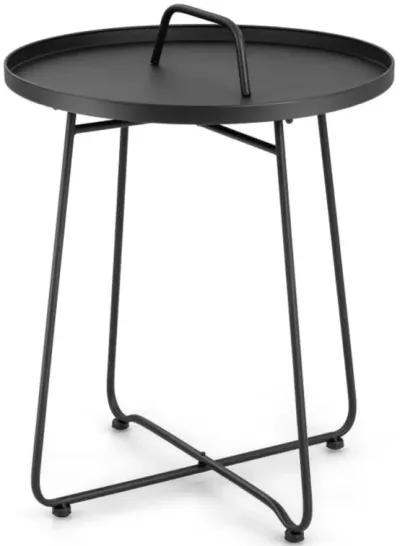 Hivvago Outdoor Metal Patio End Side Table Weather Resistant with Handle