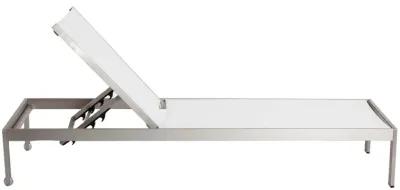 Anodized Aluminum Modern Patio Lounger In White - Benzara