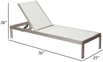 Anodized Aluminum Modern Patio Lounger In White - Benzara