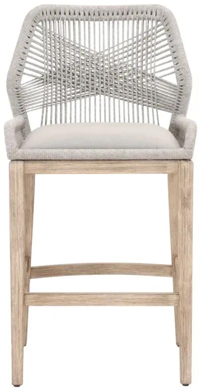 Loom Outdoor Barstool in Taupe & White