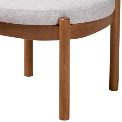 Baxton Studio Iliana Greyish Beige Fabric and Walnut Brown Finished Wood Ottoman Footstool