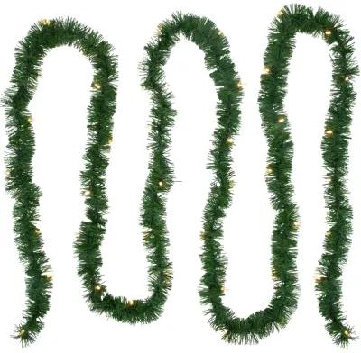 18' x 3" Pre-Lit Pine Artificial Christmas Garland  Warm White LED Lights