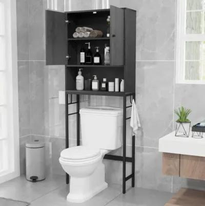 Over The Toilet Storage Cabinet with 2 Doors and Adjustable Shelf