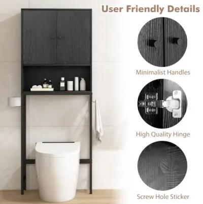 Over The Toilet Storage Cabinet with 2 Doors and Adjustable Shelf