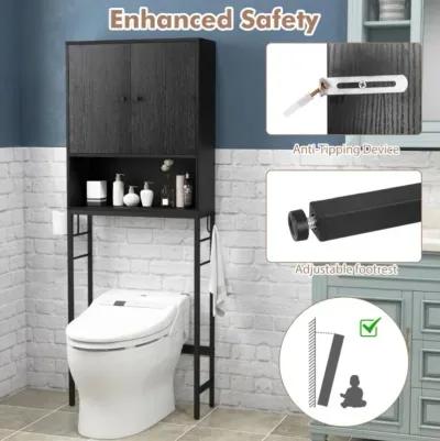 Over The Toilet Storage Cabinet with 2 Doors and Adjustable Shelf