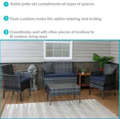 Sunnydaze Dunmore Rattan 4-Piece Patio Furniture Set