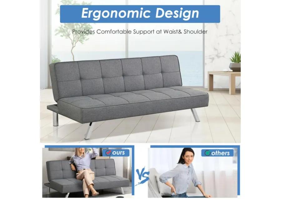 Hivvago 3-Seat Convertible Sofa Bed with High-Density Sponge for Living Room