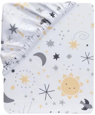 Bedtime Originals Little Star White Celestial Microfiber Baby Fitted Crib Sheet