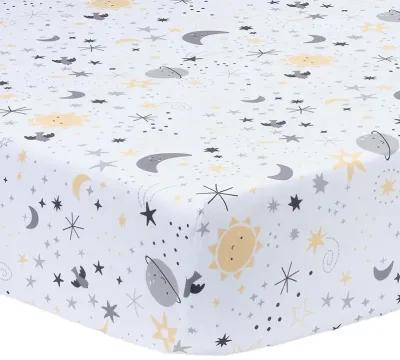 Bedtime Originals Little Star White Celestial Microfiber Baby Fitted Crib Sheet