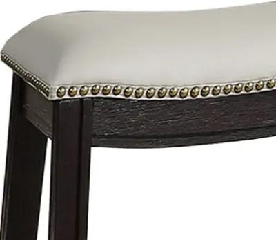 Curved Leatherette Stool with Nailhead Trim, Set of 2, Gray - Benzara