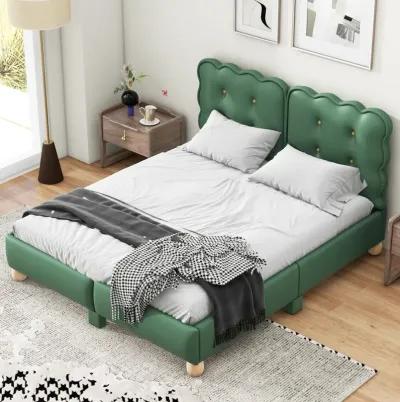 Queen Size Upholstered Platform Bed With Support Legs