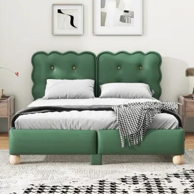 Queen Size Upholstered Platform Bed With Support Legs