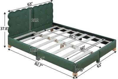 Queen Size Upholstered Platform Bed With Support Legs