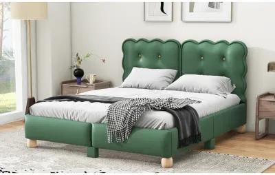 Queen Size Upholstered Platform Bed With Support Legs