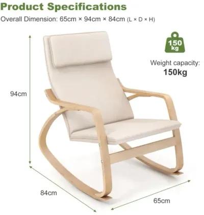 Hivvago Stable Wooden Frame Leisure Rocking Chair with Removable Upholstered Cushion