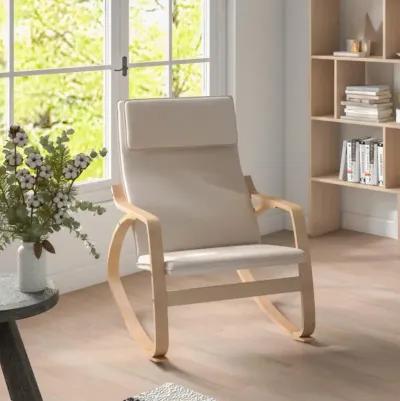 Hivvago Stable Wooden Frame Leisure Rocking Chair with Removable Upholstered Cushion