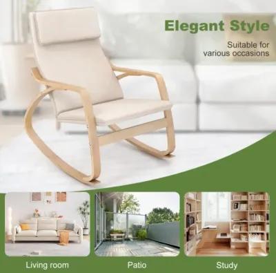 Hivvago Stable Wooden Frame Leisure Rocking Chair with Removable Upholstered Cushion