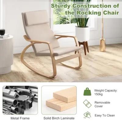 Hivvago Stable Wooden Frame Leisure Rocking Chair with Removable Upholstered Cushion