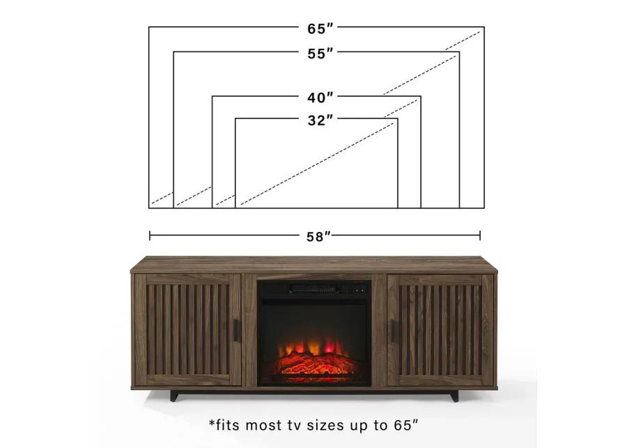 Silas 58" Low Profile Tv Stand W/Fireplace Walnut