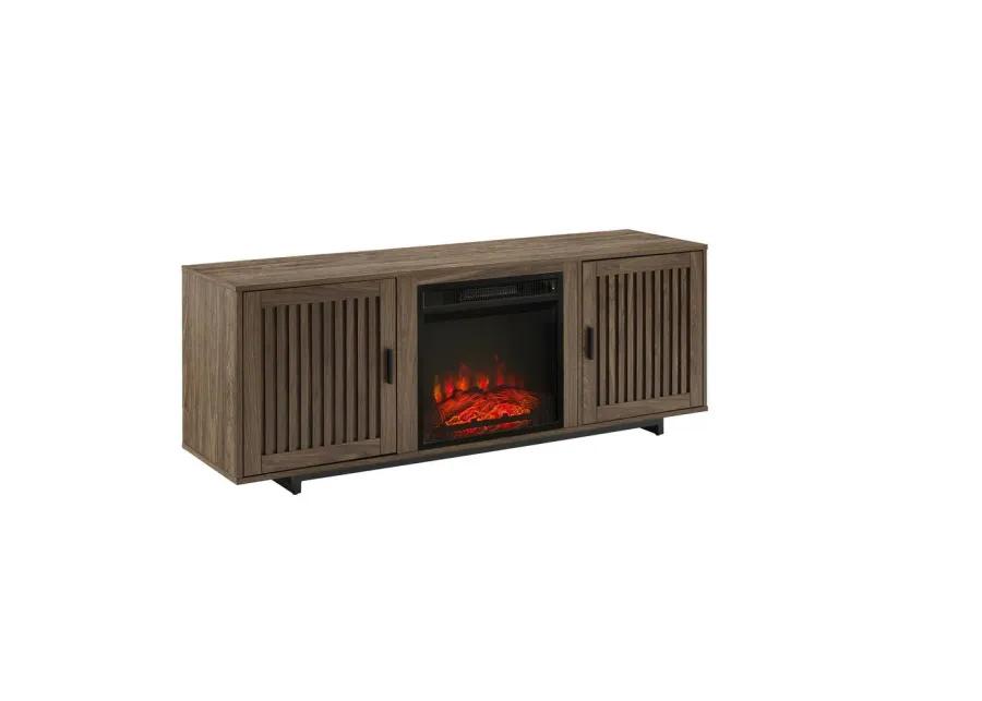 Silas 58" Low Profile Tv Stand W/Fireplace Walnut