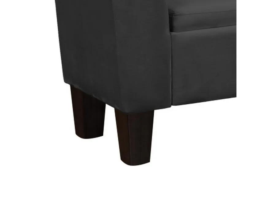 55 Inch Accent Storage Bench with Performance Velvet Upholstery, Black-Benzara