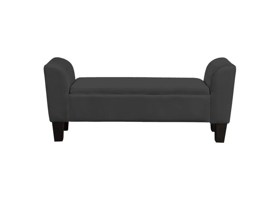 55 Inch Accent Storage Bench with Performance Velvet Upholstery, Black-Benzara