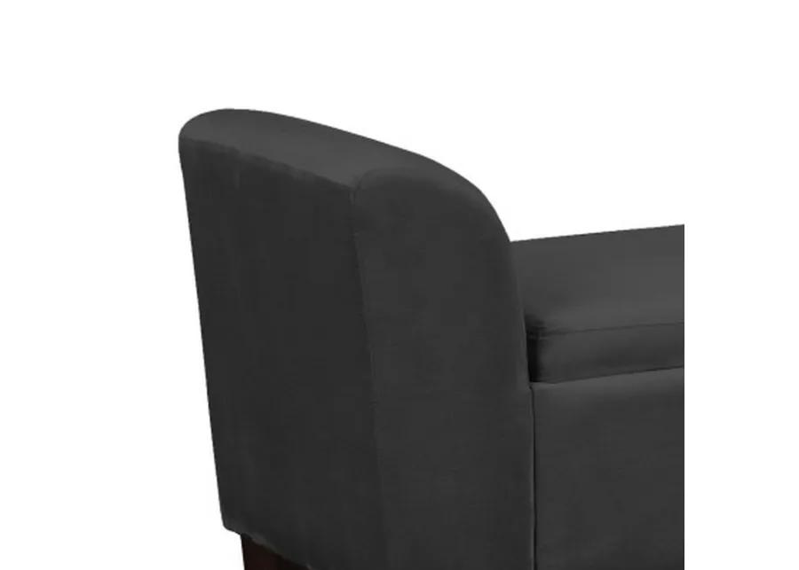 55 Inch Accent Storage Bench with Performance Velvet Upholstery, Black-Benzara