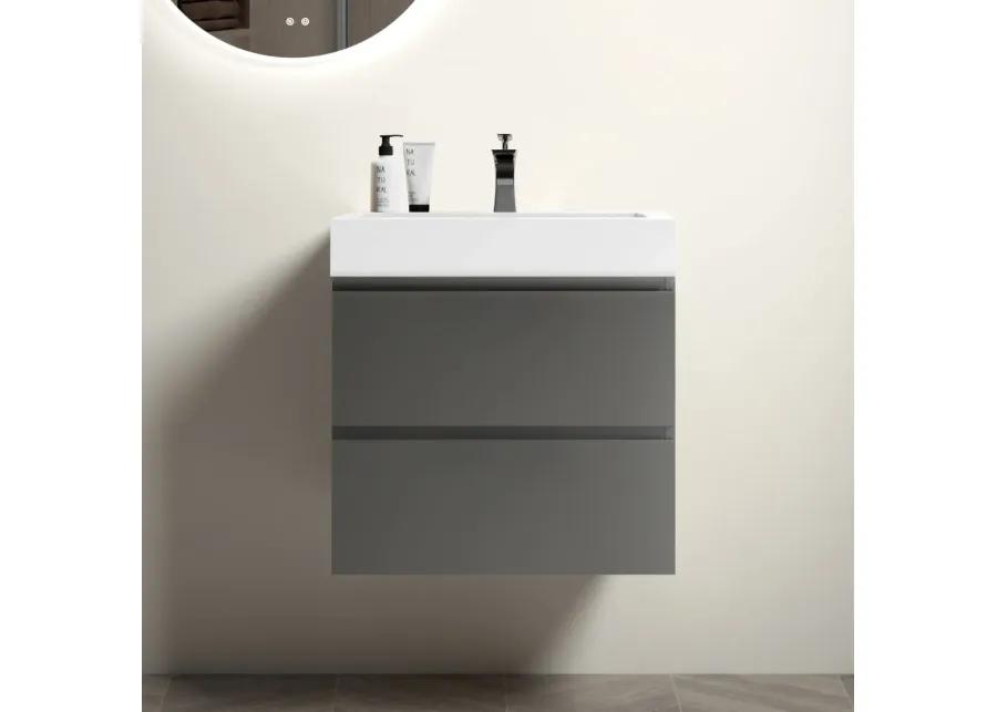 Modern Gray Bathroom Vanity with Large Storage