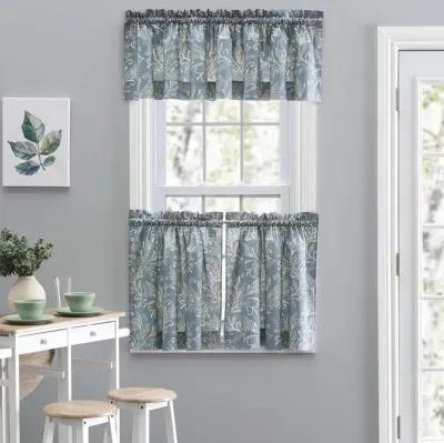 Ellis Curtain Lexington Leaf Pattern on Colored Ground Curtain Tiers