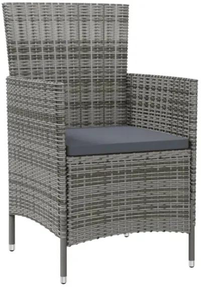 vidaXL Patio Chairs with Cushions 4 pcs Poly Rattan Gray