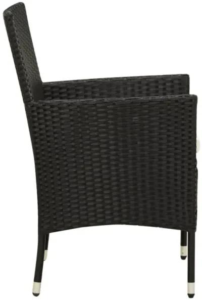 vidaXL Patio Chairs with Cushions 4 pcs Poly Rattan Black