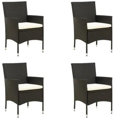 vidaXL Patio Chairs with Cushions 4 pcs Poly Rattan Black