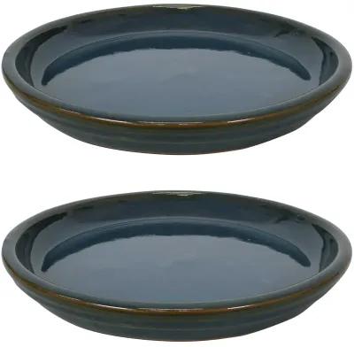 Sunnydaze Glazed Ceramic Flower Pot/Plant Saucer - Set of 2