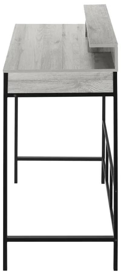 Monarch Specialties I 7703 Computer Desk, Home Office, Standing, Storage Shelves, 48"L, Work, Laptop, Metal, Laminate, Grey, Black, Contemporary, Modern