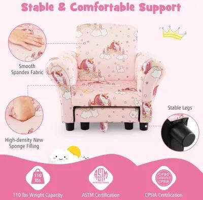 Kids Single Sofa with Cute Patterns  Ergonomic Backrest and Armrests