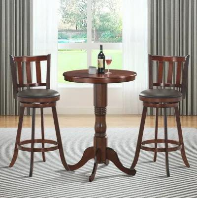 2 Pieces 360 Degree Swivel Wooden Counter Height Bar Stool Set with Cushioned Seat