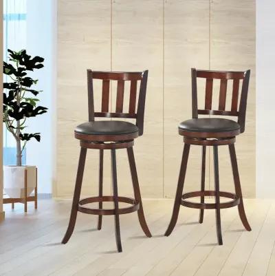 2 Pieces 360 Degree Swivel Wooden Counter Height Bar Stool Set with Cushioned Seat