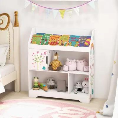 Kids Toy Storage Organizer with Book Shelf and Storage Cabinet